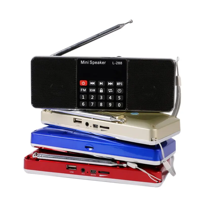 L-288 Portable FM Radio Stereo Speaker MP3 Music Player Double Loudspeaker with TF Card USB Disk Input Gift For Parents