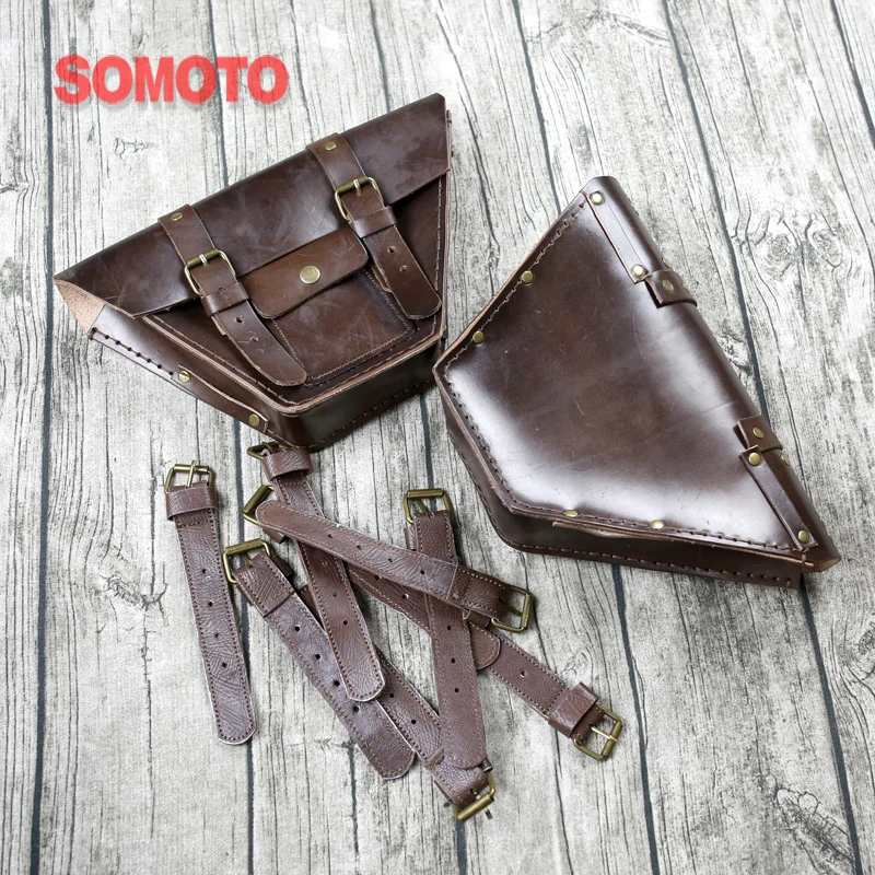 

Universal Vintage Motorcycle Saddlebag Leather Bag Storage Tool Pouch Motorbike Water Bag