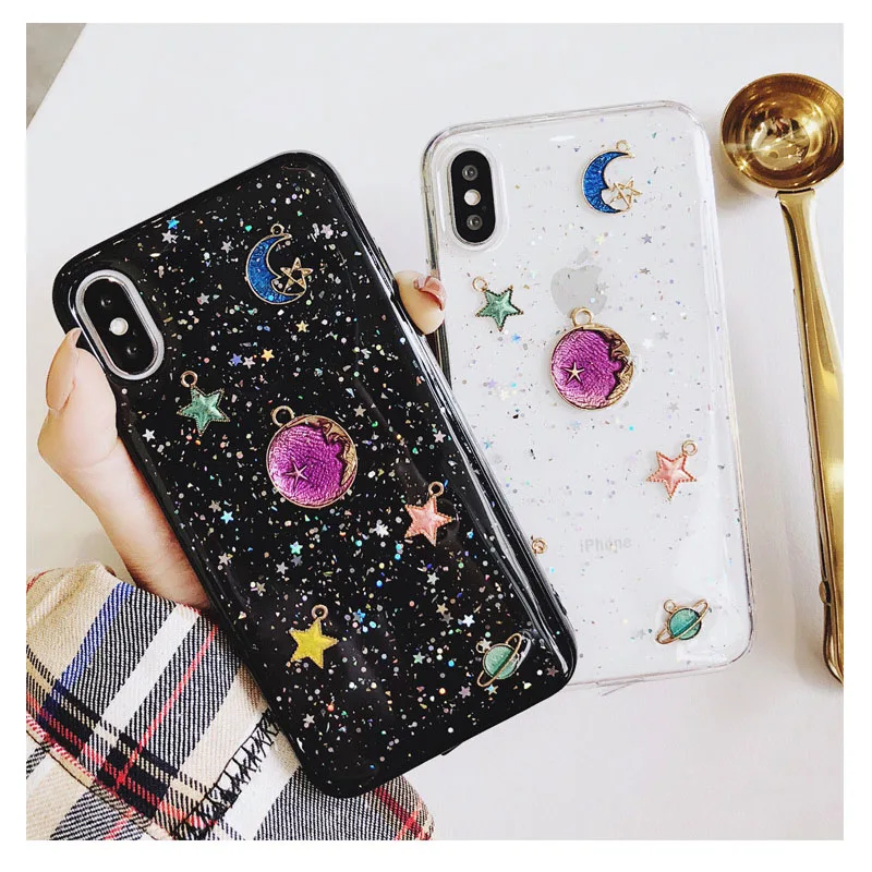 

Luxury Glitter Starry Sky Transparent Phone Case For iPhone X XS Max XR Soft TPU Back Cover For iPhone 7 8 6 6s Plus Case coque
