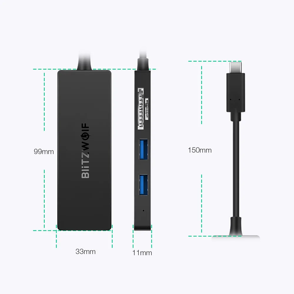 BlitzWolf BW-TH4 5 в 1 Тип-C до 3-Порты и разъёмы USB 3,0 SD Card Reader данных Hub 5 Гбит USB 3,0 USB концентраторы TF SD считыватель карт OTG