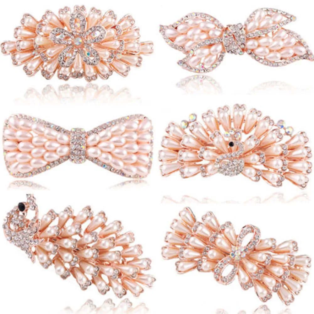 

Hot Wedding Party Hair Clip Flower Crystal Rhinestone Pearl Barrette Accessorise