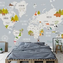 Beibehang пользовательские обои мультфильм карта мира детская комната фон стены украшения дома Фон Настенная роспись 3d обои