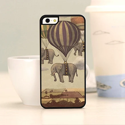 1pc New Arrival Vintage Flying Elephant City Hard White Skin Case Back Cover For iPhone 4 4s 5 5c 5s 6 6plus 6s plus |