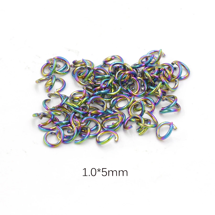 

Fnixtar 1*5/7mm 1.2*7mmRainbow Color Stainless Steel Open Jump Ring DIY Jewelry Finding Open Single Loops Split Ring 100pcs/lot