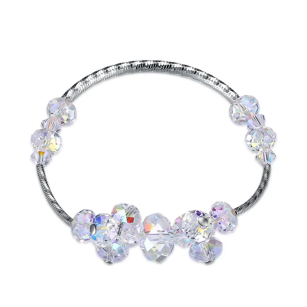 

LEKANI Crystals from Swarovski Element Charm Beads Bracelets Bangles 925 Sterling Silver Bracelet for Women Approx 7.4 Inch