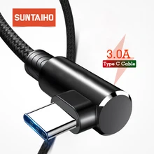 Suntaiho Тип usb C кабель для samsung примечание 9 S8 redmi note 7 шнур провод для зарядки для самсунг 90 градусов 2A USB C кабель провод для быстрой зарядки для hauwei mate 20 lite редми нот 7