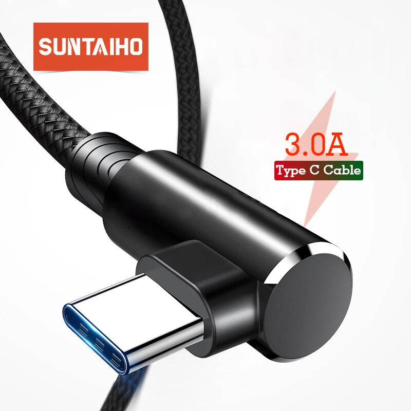 

Suntaiho USB Type C Cable for xiaomi mi9 mi 9 redmi note 7 Samsung s9 90 degree USB C Cable Fast Charging Cord for hauwei p20 li