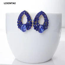 

LIXINTAI Fine jewelry Earrings Made with Swarovski Crystal Girl Wedding jewelry Inlaid blue Austria Crystal Glittering Ear Studs