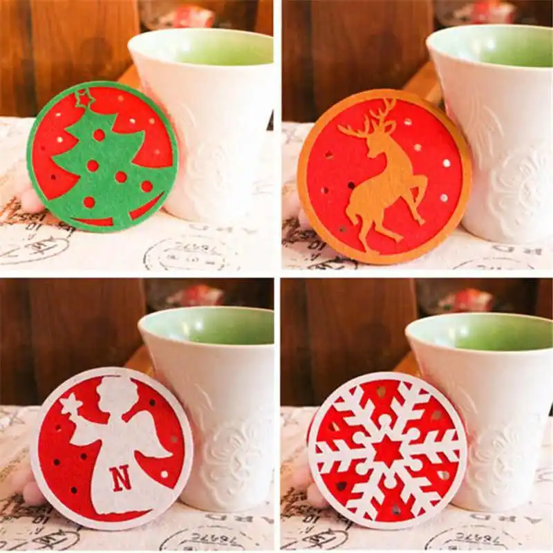 1 pc Christmas Coffee Table New water Coaster Insulation Pad Coaster Doily Diameter 10cm #2o31  (16)