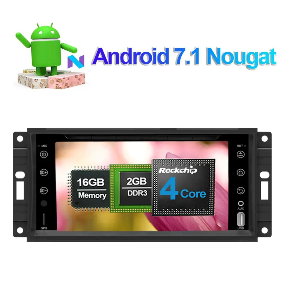 Flash Deal Android 7.1/8.0 Octa Core 4GB RAM 32GB ROM Car DVD GPS For Jeep Wrangler Commander Dodge 2007-2013 Radio Stereo Navigation SWC 1
