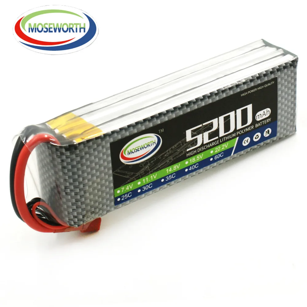 MOSEWORTH 4S 14,8 V 5200mAh 30-60C RC Дрон Lipo батарея для RC самолета Whirlybird лодка Акку батарея