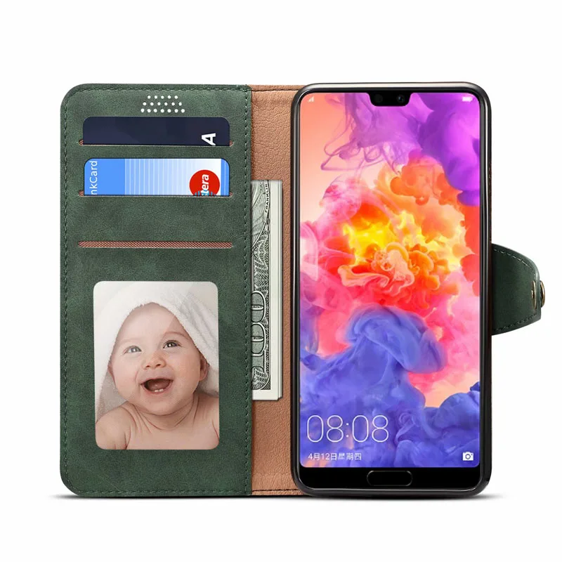 Винтажный чехол кошелек для huawei P20 с отделением карт карман денег корпус телефона