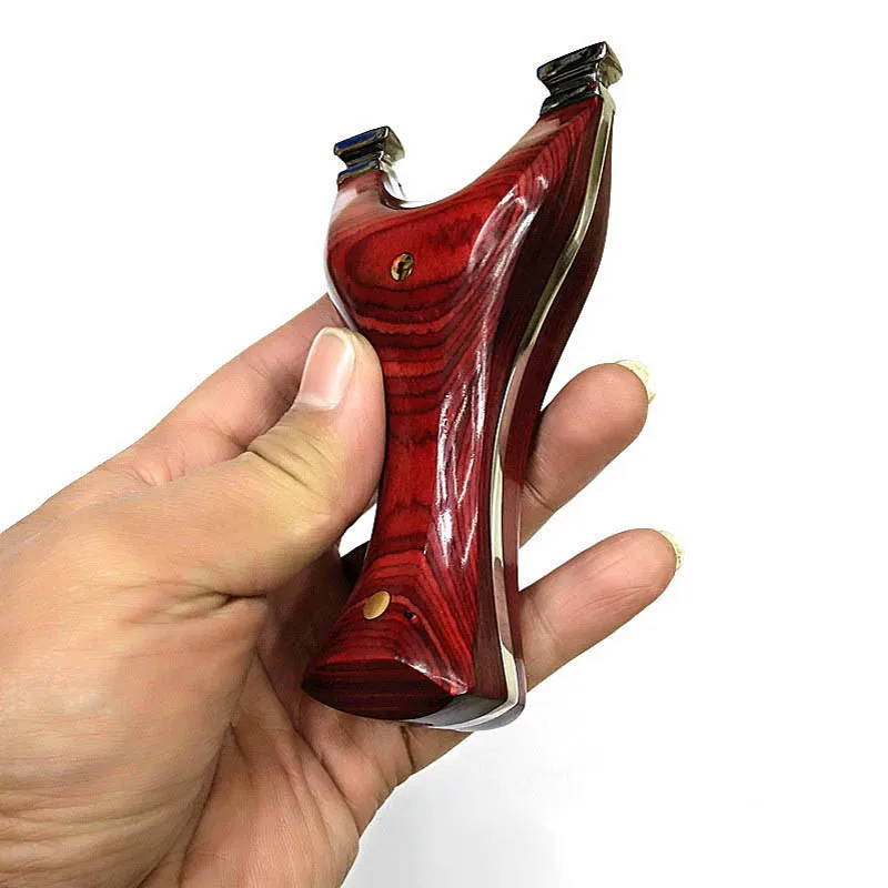 

precise Outdoor Hunting Handmade Red Wooden Slingshot Steel Catapult Bow Sling Shot For Hunting Technology Red wood Slingshot
