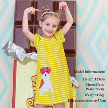 Детское платье принцессы коллекция года, детские платья для девочек, одежда туника, хлопок, летнее платье с аппликацией в виде животных для маленьких девочек возрастом от 2 до 7 лет