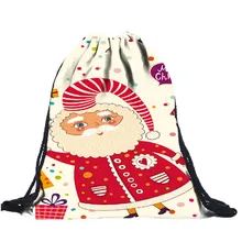 Unisex Christmas Shopping Bags Large Capacity 3D Digital Printing Pocket Backpack Drawstring Shoulder Bag Beach Casual Bagpack#