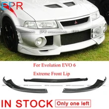 Для Evolution EVO 6 Экстремальный Стиль углеродное волокно передняя губа 3 шт. для Mitsubishi глянцевая отделка EX Бампер сплиттер тюнинг спойлер комплект