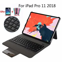 Ультра тонкий беспроводной Bluetooth клавиатура чехол Funda для IPad Pro 11 дюймов 2018 выпущен планшеты чехол + Flim стилусы ручка