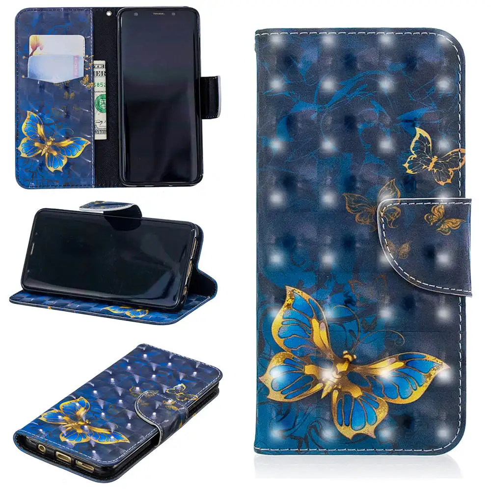3D чехол для телефона samsung Galaxy Note 10 S10 S9 S8 Plus S10E чехол для samsung S8 S9 S10 Plus Чехол-книжка кожаный кошелек