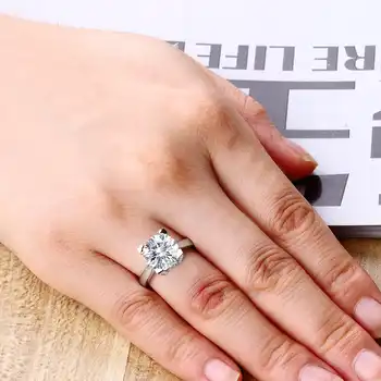 AINUOSHI Luxury 4 Carat 14K Solid Gold Bague Solitaire Engagement Ring Bridal Band High Setting SONA Diamond Wedding Women Ring