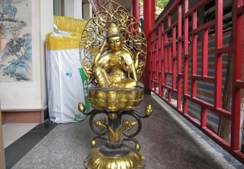 

USPS to USA S2693 37" Tibet Bronze lotus flower Six Arm Bodhisattva Kwan-Yin Guan Yin Buddha Statue