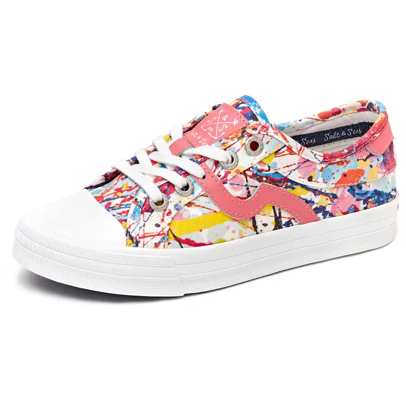 

2019 New Designer Women Casual Shoes Women Sugar Coral Flat Shoe Fashion Shallow Breathable Vulcanization Lace-Up Women Sneakers