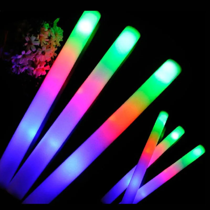 100 шт./лот разноцветная пена stick led флуоресцентные Glow ралли восторженные развеселить трубки мягкой палке эстафету палочки вечер фестиваль