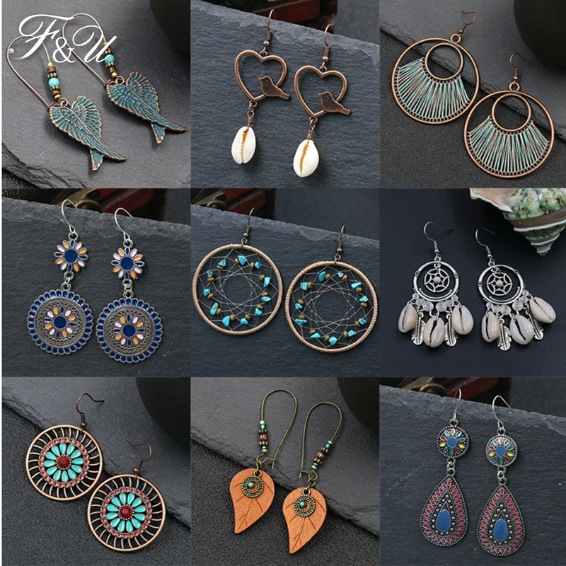 Серьги F & U 9 пары/компл. смешанный дизайн богемные серьги для женщин ракушки