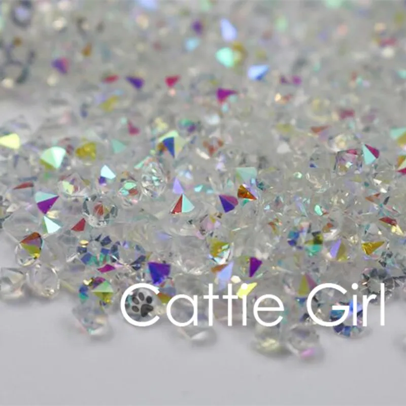 

1440pcs 1.2mm Colorful White Nail Rhinestones Zircon Nail Art Micro Crystal Mini Conical Manicure Decorations Cattie Girl