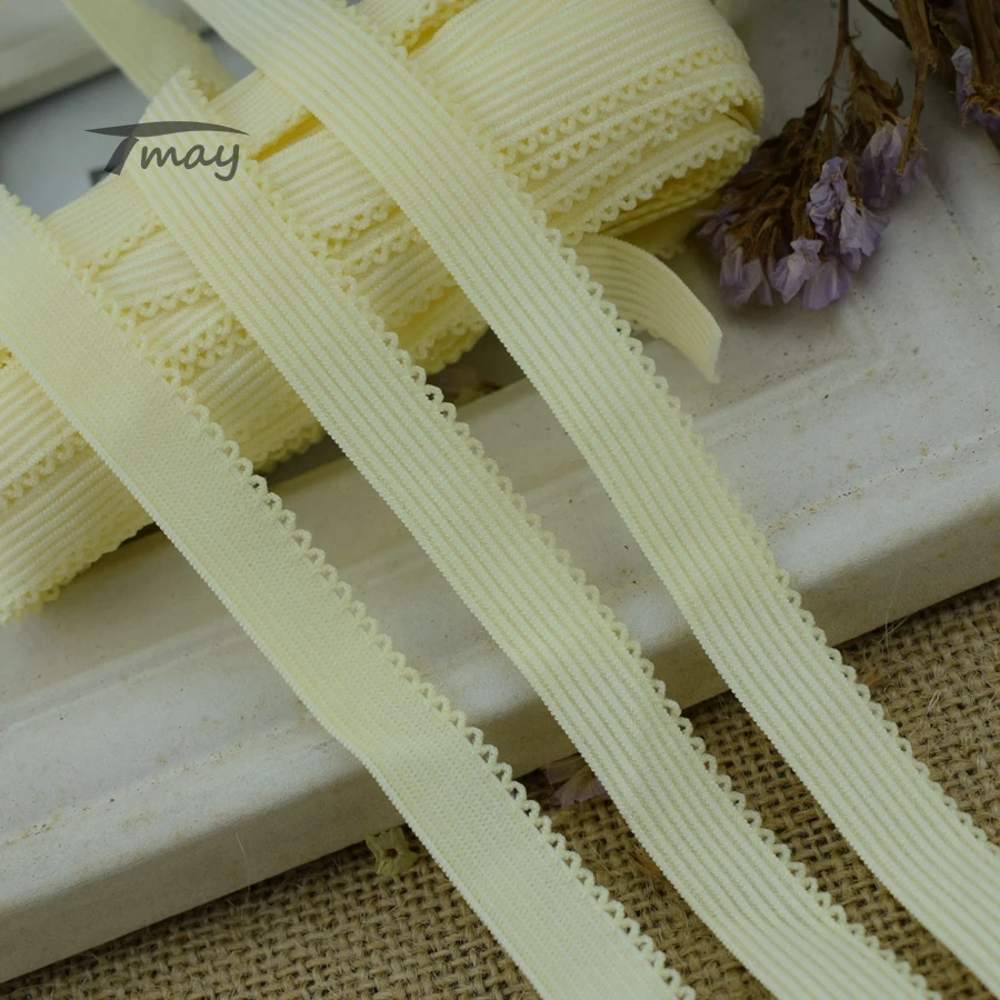 

#1348 Elastic Bands Light Yellow Lace Ribbon 8yards/lot 12MM Wide elastic Waistband stretch lace Trim Sewing Appliques Tape