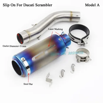 

Slip On For Ducati Scrambler Motorcycle Modified Exhaust Muffler Set Link Pipe with Escape Laser Marking Sticker