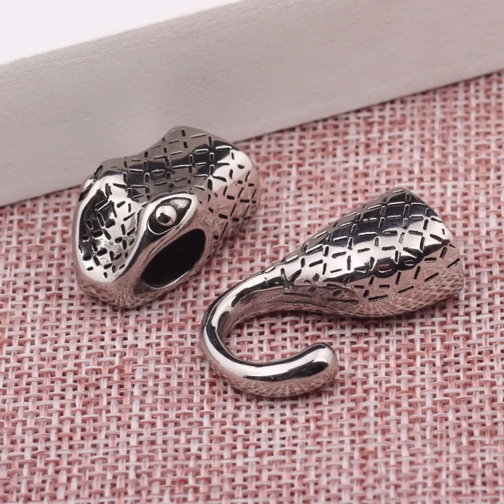onwear 2sets stainless steel snake head clasp 11x8mm hole leather cord