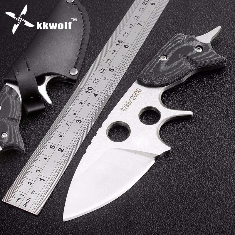 Лучший Kkwolf Исправлена охотничий нож 59HRC D2 Стали Немецкого выживания карманные ножи karambit Mikata ручка ЧПУ самооборона тактический
