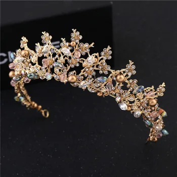 

Baroque bride wedding crown tiaras hand-made by flowers and crystal act the role ofing is tasted the dance party bridesmaid gift