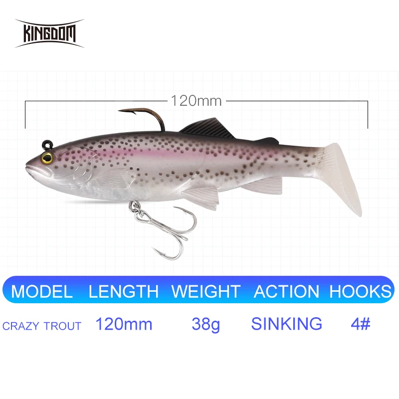Kingdom Hot Crazy Trout мягкие приманки 120 мм 38 г рыболовные свинцовая голова Мягкая