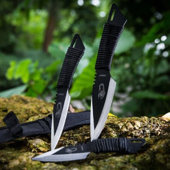 Дешевый Лидер продаж, 3 шт. бросить Ножи тактический фиксированным лезвием карман Ножи выживания Открытый Охота Кемпинг ножи Ножи инструменты с обо...