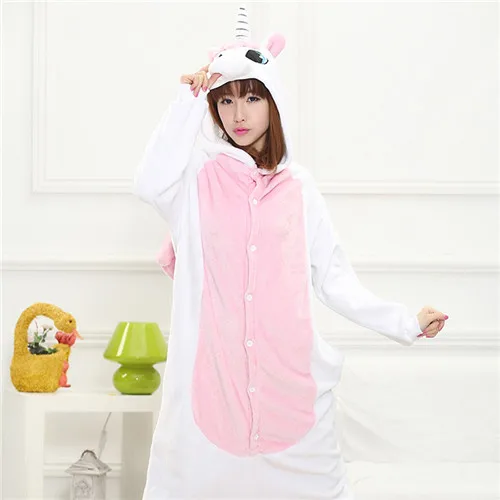 Animals Kigurumi Unicorn Cosplay Costume Adult Girl Unicorn Onesie Flannel Pig Women Anime Jumpsuit Disguise Onepiece Suit - Цвет: Pink Unicorn