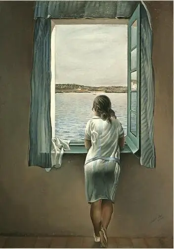 

Salvador Dali Woman at the Window Silk Poster Wall Decor Room Painting 24X36Inch