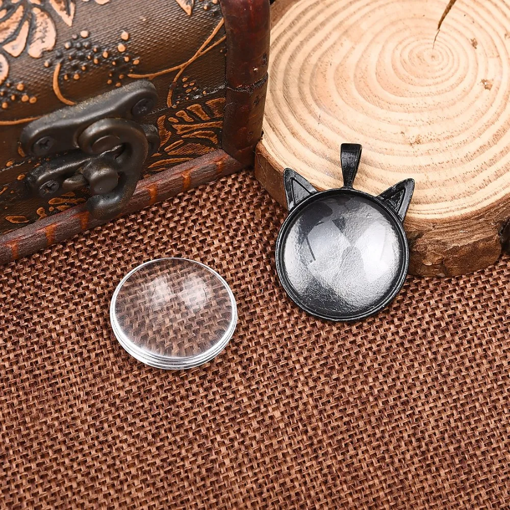 Zinc Alloy Black Cat Dog Shaped Pendant Cabochon Setting 25mm Flat Round Bezel (3)