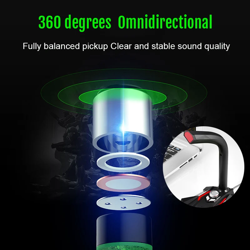 Динамический проводной микрофон USB Studio Gaming 360 Omnidirectionnel для компьютера