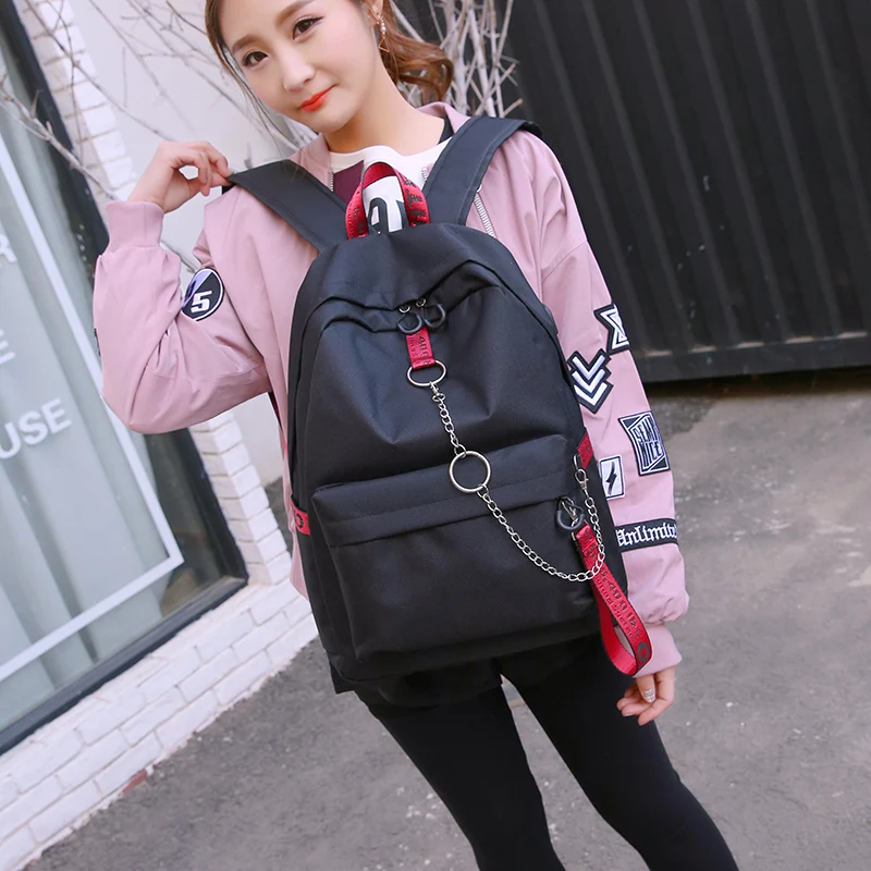 Женский рюкзак, USB зарядка, модная школьная сумка с буквенным принтом, рюкзак с лентами для девочек-подростков, Mochila Sac A Dos