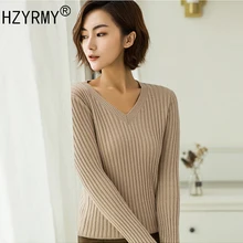 HZYRMY Spring and Autumn New Women' Cashmere Sweaters Fashion V-Neck Slim Pure color Pullover Blouse Wool Knitted Short Sweaters HZYRMY Spring and Autumn New Women' Cashmere Sweaters Fashion V-Neck Slim Pure color Pullover Blouse Wool Knitted Short Sweaters