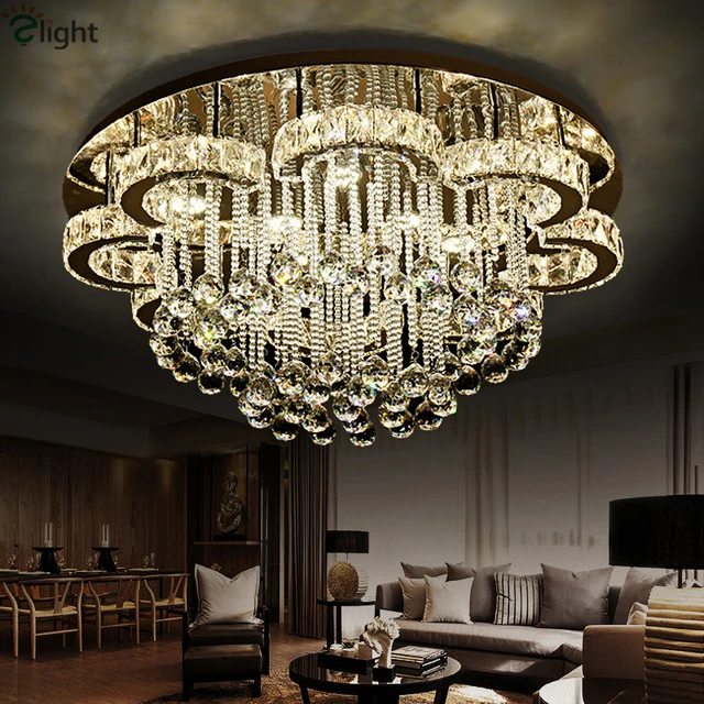 Luxury Modern Lustre K9 Crystal Led Ceiling Chandelier Flower Chrome