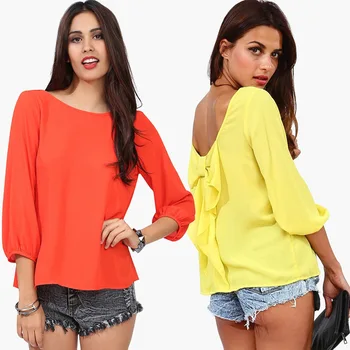 

Blusa Limited Polyester Spandex Three Quarter Unicorn Tops New 2019 Women Size Fringe Tassels Ties Chiffon Shirts T-shirts