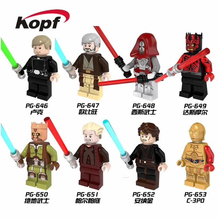 

PG8021 Building Blocks Super Heroes Space Wars Obi-Wan Jedi Knight Sith Warrior Darth Maul C3PO Luke Palpatine Kids Gift Toys