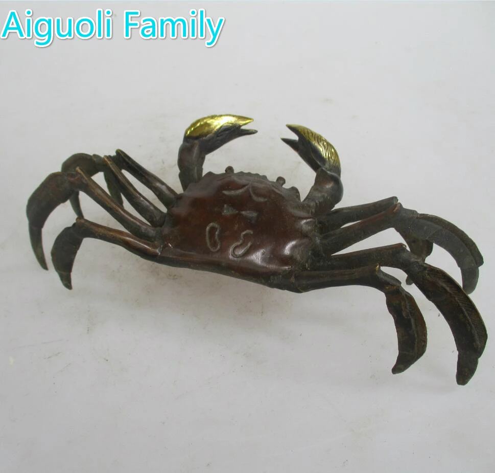 

Collection Chinese Old Copper Carved Crab Sculpture/Art Antique Home Decoration Animal Statue