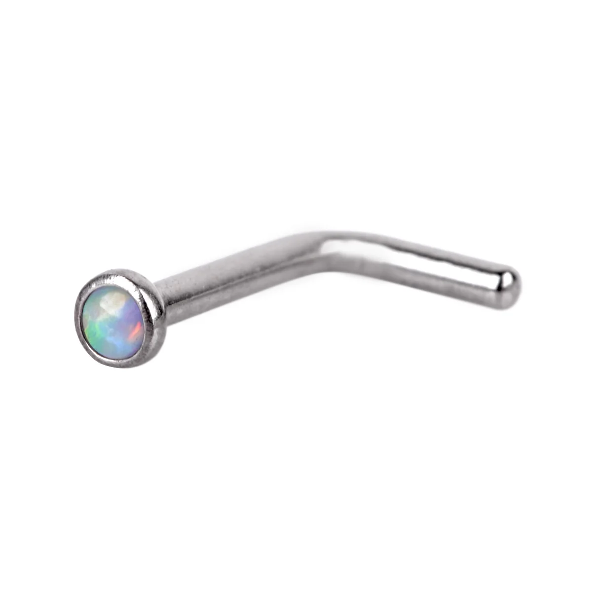 1pc Crystal Opal L Shaped Nose Stud Ring Punk Style Lip Ring Women Surgical Steel Nose Cartilage Stud Body Piercing Jewelry