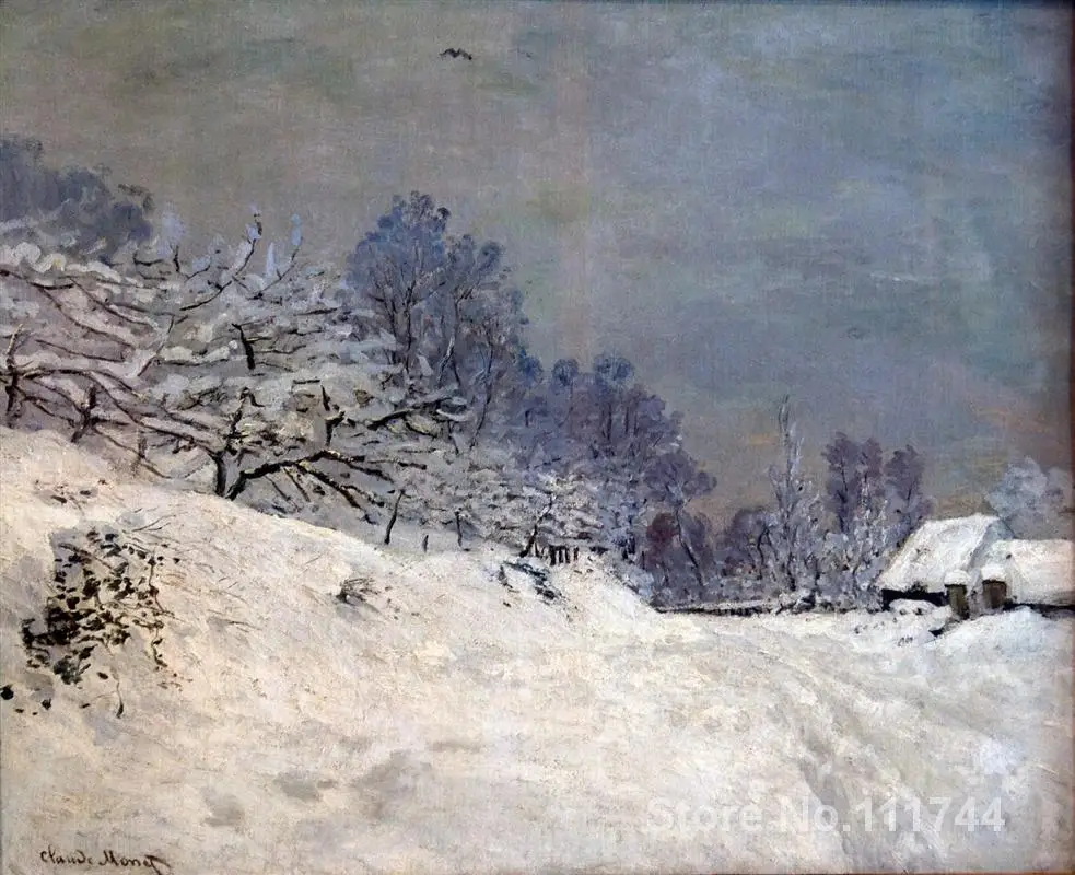

Handmade Oil Painting The Road in front of Saint Simeon Farm in Winter by Claude Monet decorative art High quality