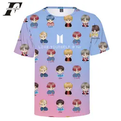 LUCKYFRIDAYF/2018 футболка для мальчиков с 3D принтом BTS Bangtan Love Yourself, популярная летняя Модная хлопковая одежда с короткими рукавами в стиле хип-хоп