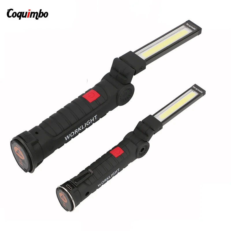 

2PCS 5 Modes COB Portable Flashlight USB Rechargeable LED Flashlight With Magnet Built in Battery Lanterna Working Torch Camping