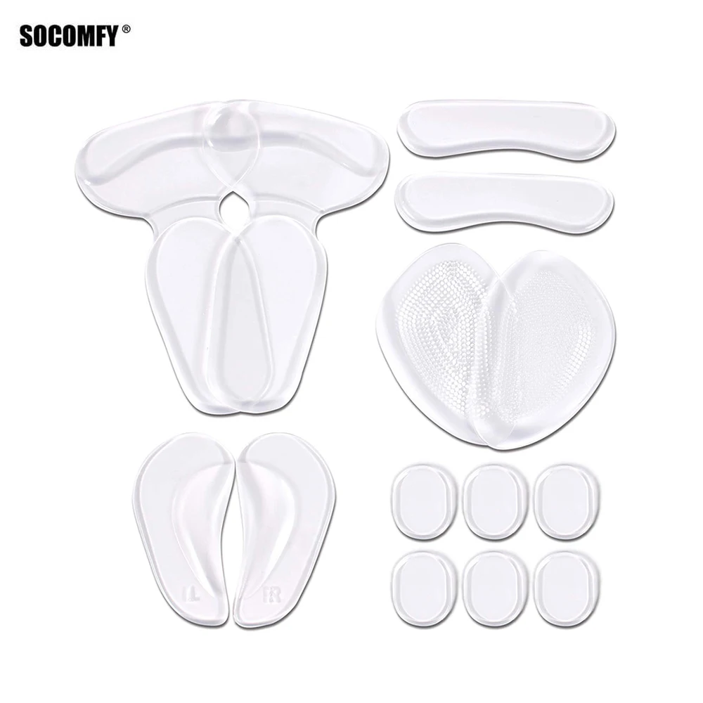 

SOCOMFY High Heels Kit Silicone Gel Self-adhesive Heel Sticker Heel Insoles Forefoot Pad for Women Shoe Foot Pain Relief Insoles